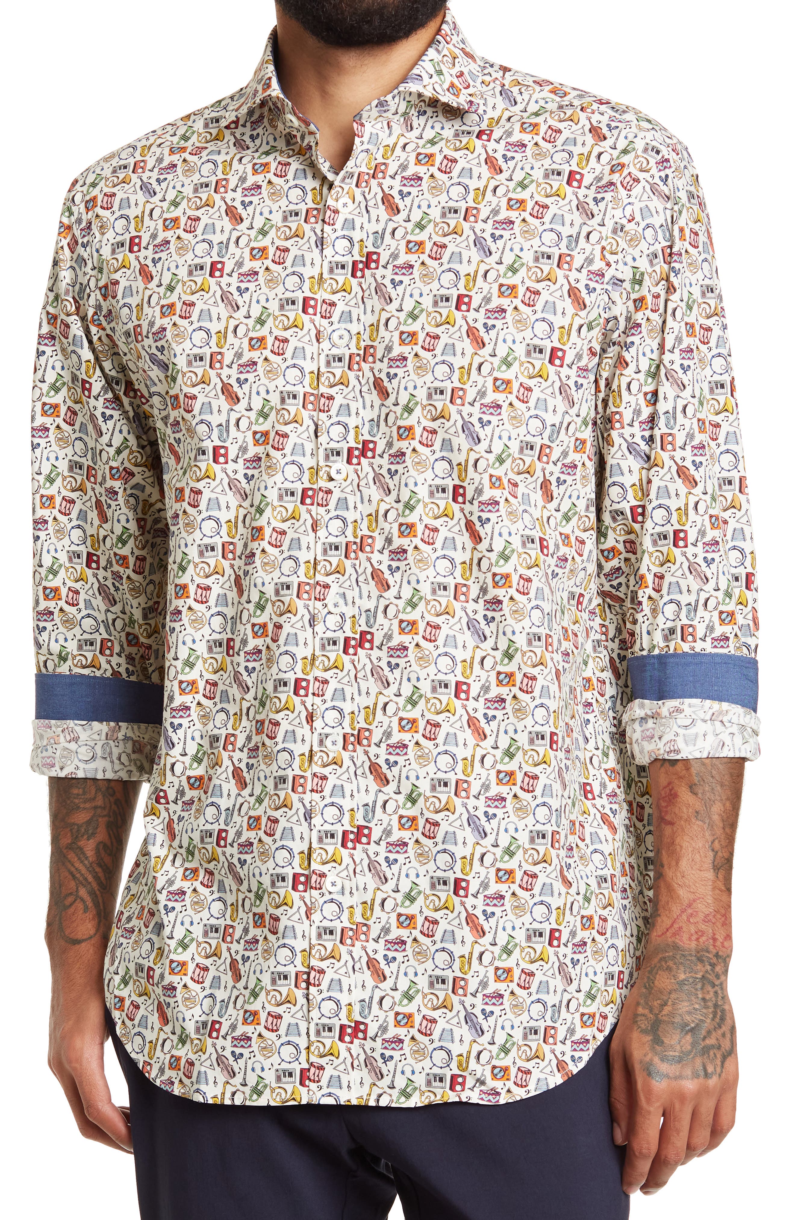 Bugatchi Seaside Square Classic Fit Long Sleeve Button Up Sport Shirt Sky Bugatchi Seaside Square Classic Fit Long Sleeve Button Up Sport Shirt Sky